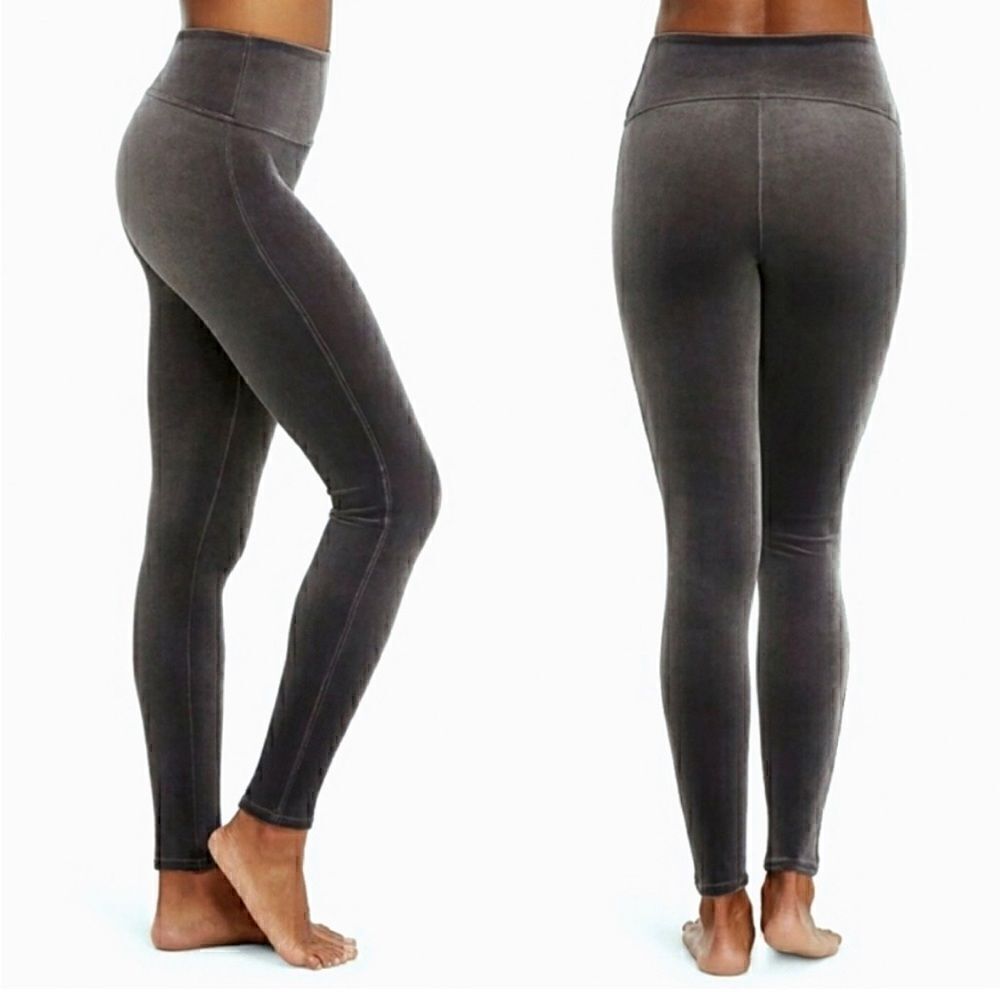 Spanx luxe velour high waisted leggings silver chrome